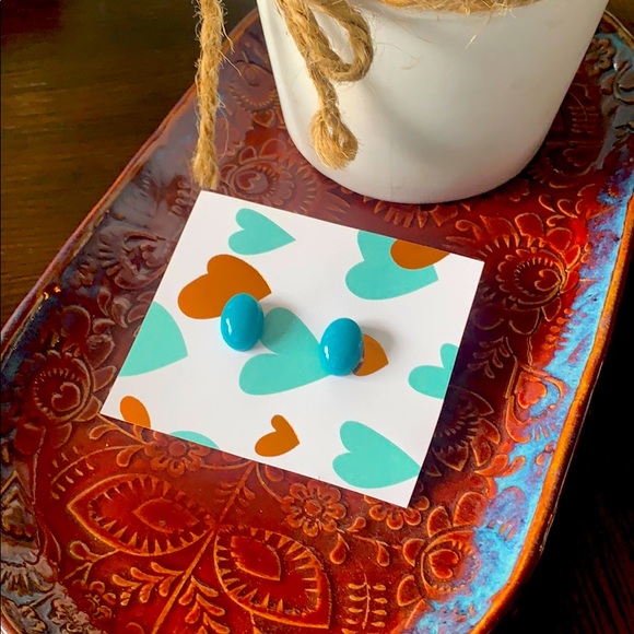 Handmade Turquoise Resin Studs - Picture 1 of 3